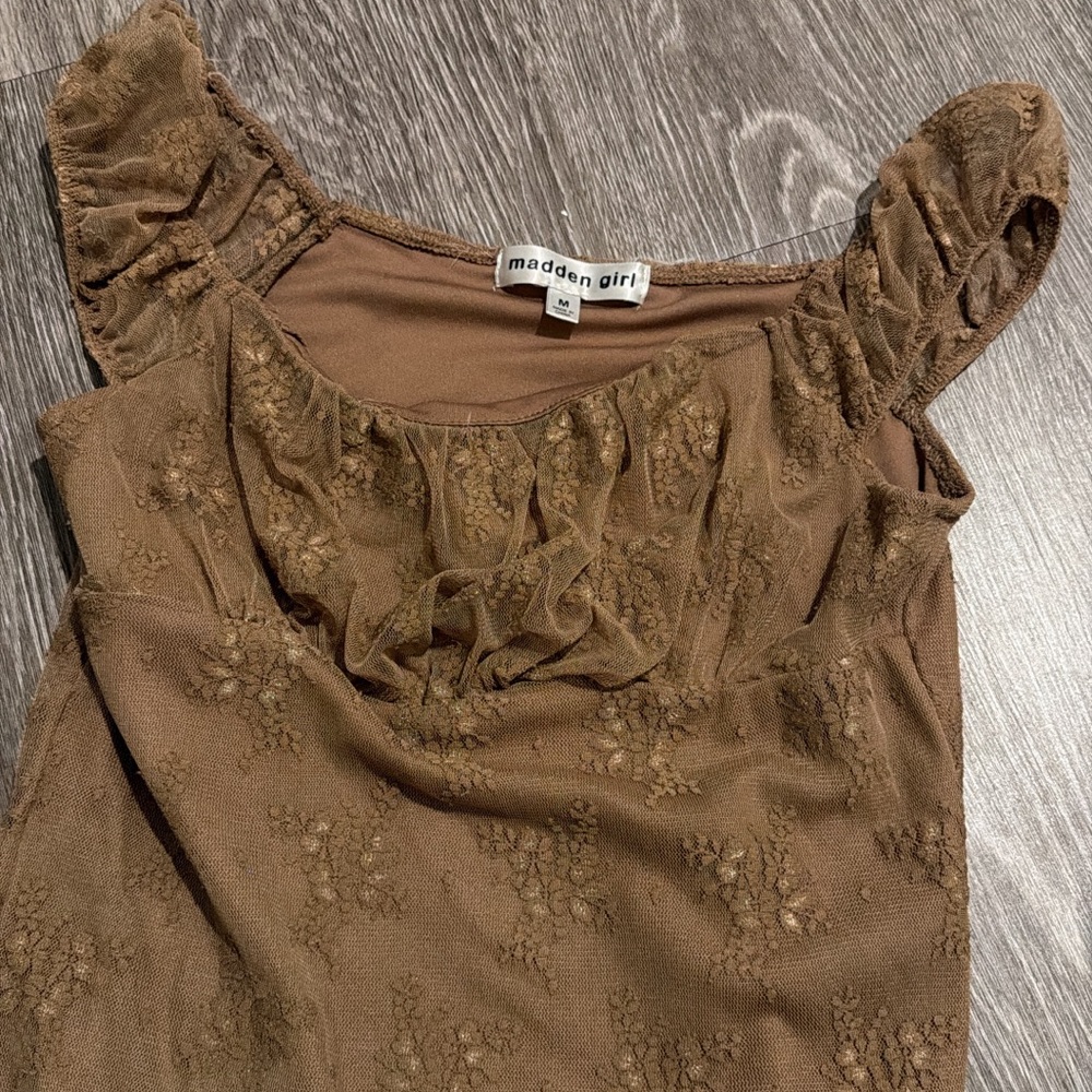 Madden Girl Brown Lace Ruffle Camisole